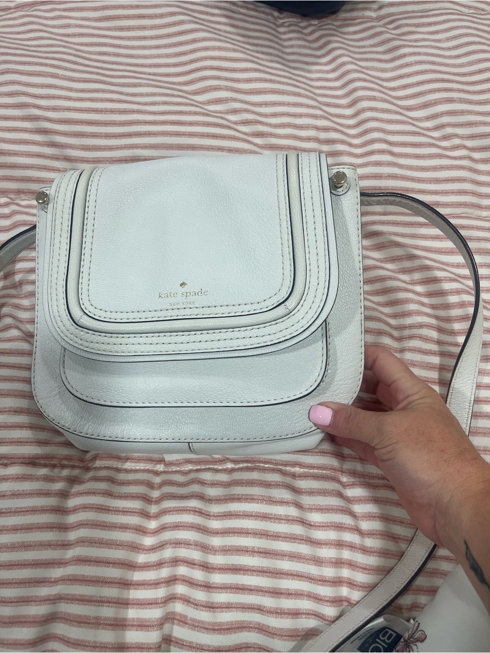 kate spade White Pebbled Leather Small Crossbody Bag